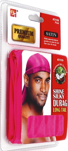 PREMIUM QUALITY COCONUT OIL TREATED SHINE SILKY DURAG WITH LONG TAIL (HOT PINK) 